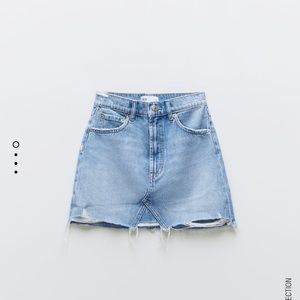 Zara ripped denim mini skirt